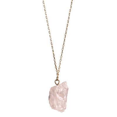 Fint halsband med rosa kristall Rosenkvarts i mässingskedja