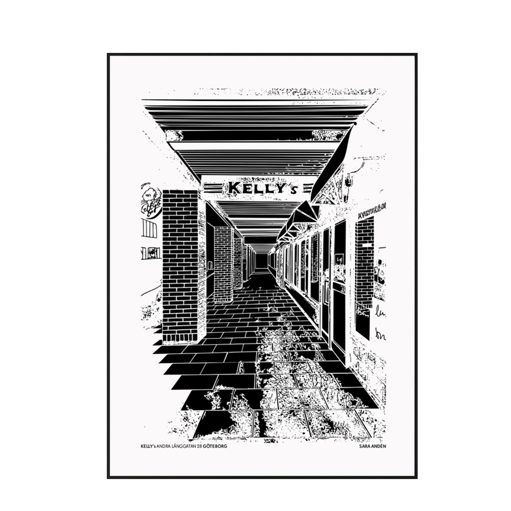 Print med motiv av den klassiska baren Kellys i Göteborg