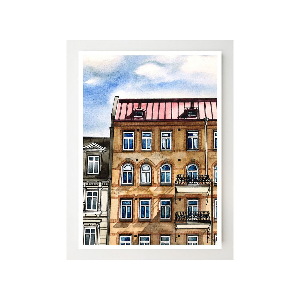 Konstkort med Skanstorget som motiv