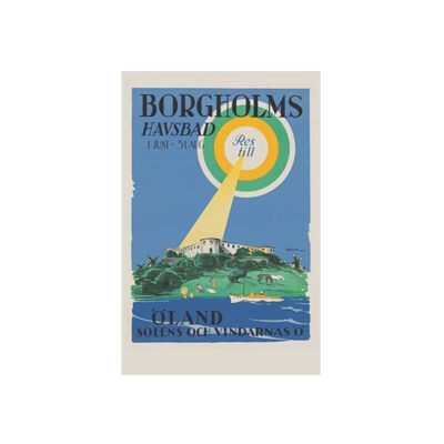 Vykort med en gammal bild på Borgholms-havsbad