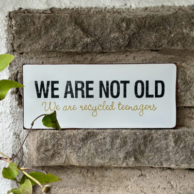 Plåtskylt - We are not old, we are recycled teenagers