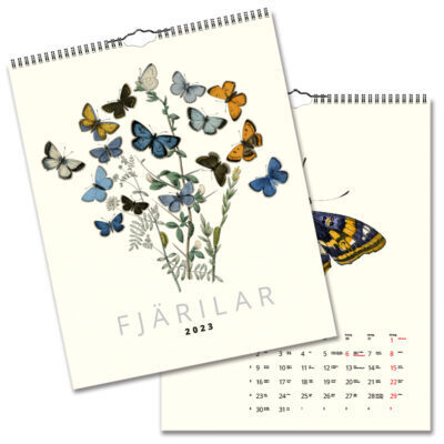 Väggkalender för 2023 med motiv av vackra fjärilar.