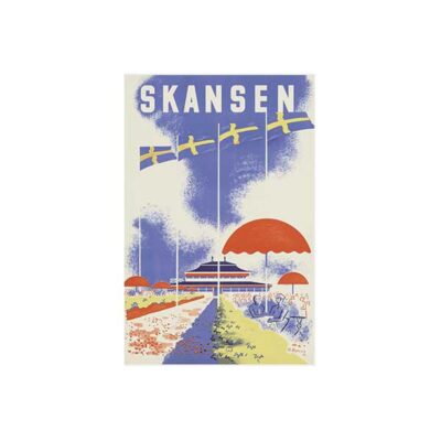 Vykort-med-motiv-från-Skansen-med-flaggor