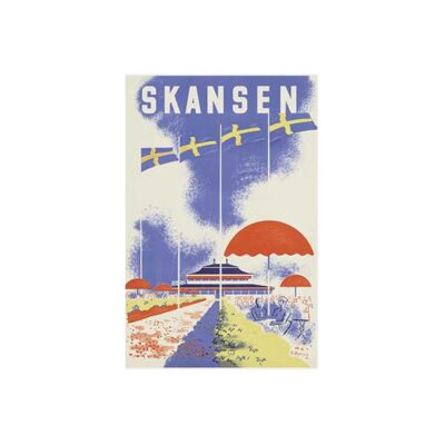 Come to Sweden Vykort Skansen Flaggor