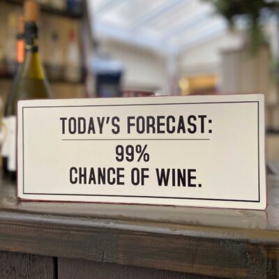 Plåtskylt - Today's forecast: 99 % chance for wine