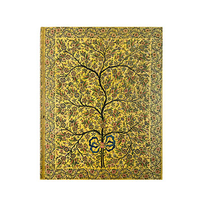 Anteckningsbok i A4 storlek Silk Tree of Life med guldfärgade sidor