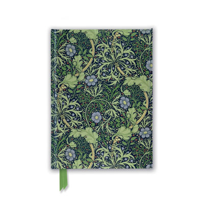 Anteckningsbok med mönster i blått och grönt av William Morris Seaweed.