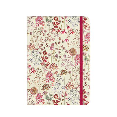 Liten anteckningsbok, Wildflower Meadow, med blommor i rosa