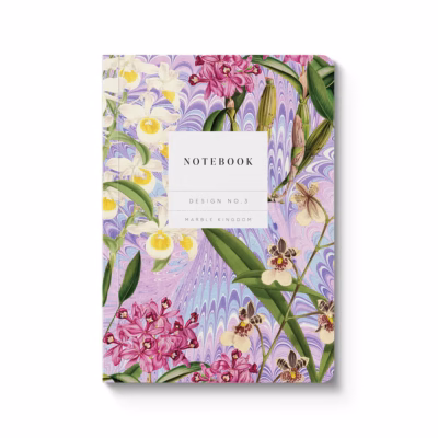 Anteckningsbok A6 marble orchids