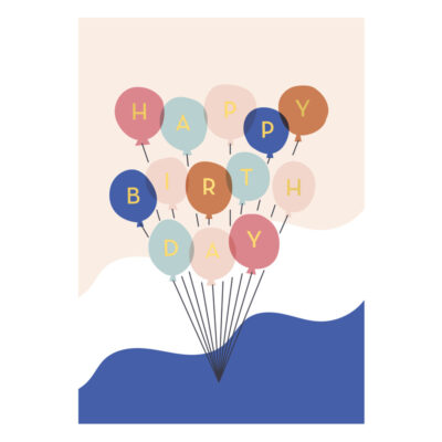 Vykort - Grattis på födelsedagen ballonger