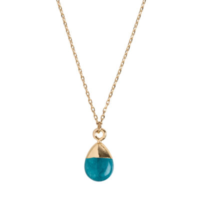 Halsband med kristallen Aquamarine i guldpläterad kedja.