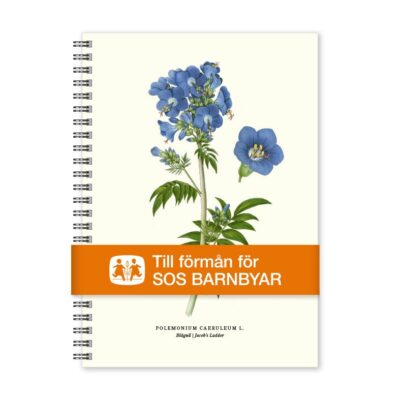 Anteckningsbok med bild av Blågull på framsidan, 10kr/bok skänks till SOS Barnbyar.