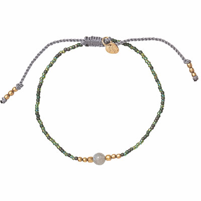 Armband med kristallen Labradorit och pärlor.