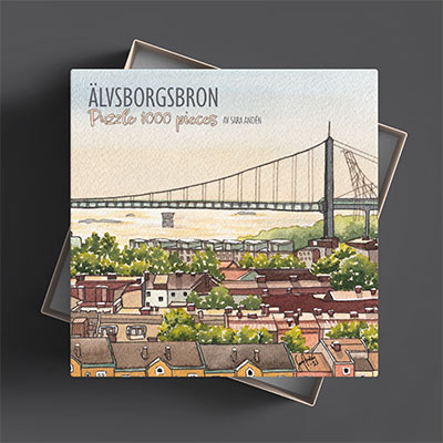 Pussel med Älvsborgsbron.