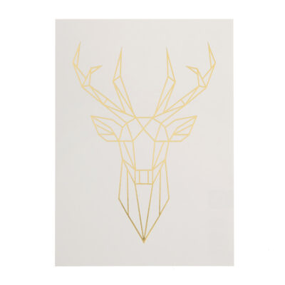 Vykort - Deer head gold foil