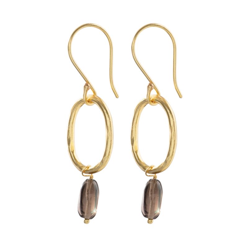 Örhängen med kristallen smokey quartz, Rokkvarts