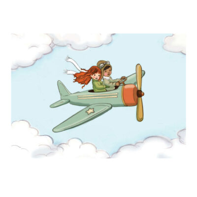 Skicka ett riktigt vykort med sött motiv av ett flygplan.