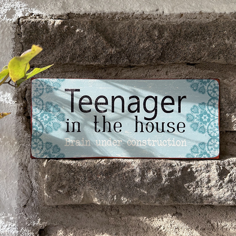 Plåtskylt - Teenager in the house, brain under construction