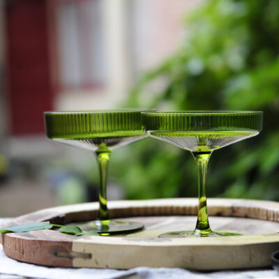 Cocktailglas - Gröna räfflade, 11cm