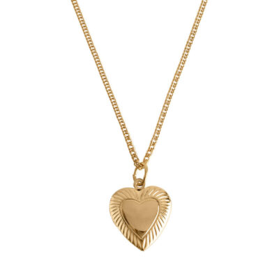 Klassiskt halsband med berlock, ett hjärta i guldplätering.