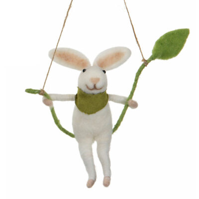 Dekorera med en söt liten kanin å gunga i tovad ull.
