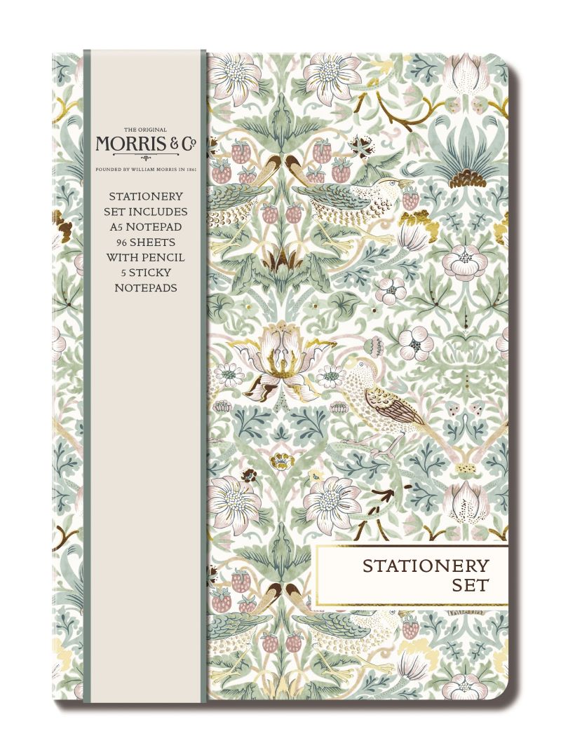 Sticky notes folder från William Morris med mönstret Strawberry Thief.