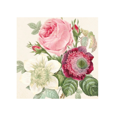 Servetter från Sköna Ting med rosor i rosa och vitt.
