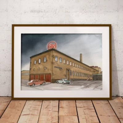 Poster med motiv som föreställer Fixfabriken.