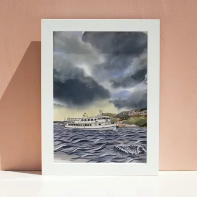 Skärgårdsbåten Fröja på en poster från Husritare.