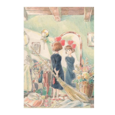 Anteckningsbok med bilder ur filmen kikis delivery service.
