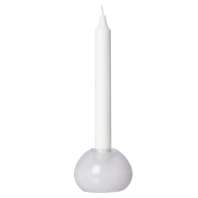 Ljusstake i vitt glas från ERNST.