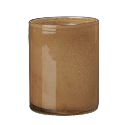 Ljuslyktan Disa i bärnstensfärgat glas, 15cm hög.