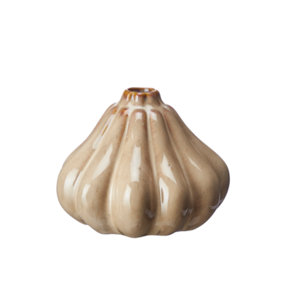 Söt liten pumpavas i beigemelerat stengods.