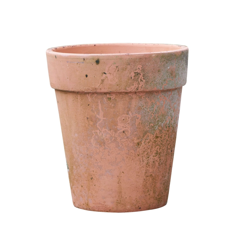 Terracottakruka med patina.