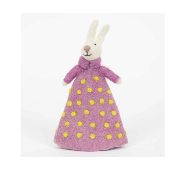 Ulldjur – Kanin rosa långklänning äggvärmare, 16cm