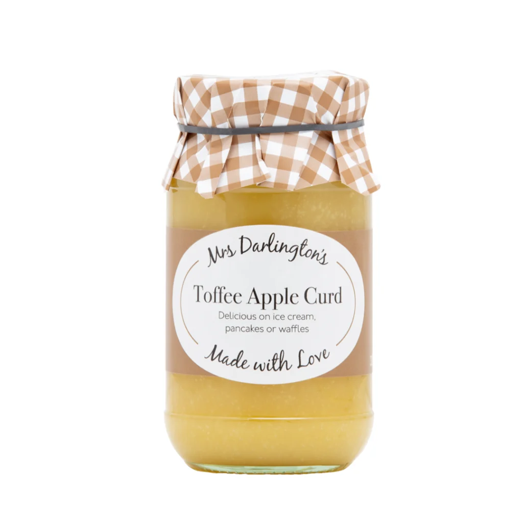 En burk med Mrs darlington toffee apple curd.