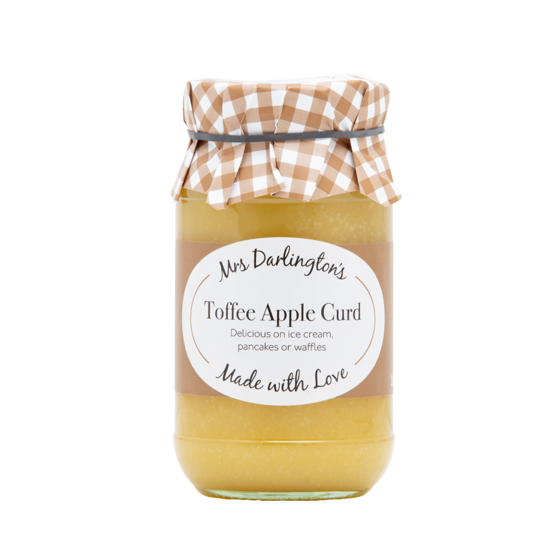 En burk med Mrs darlington toffee apple curd.