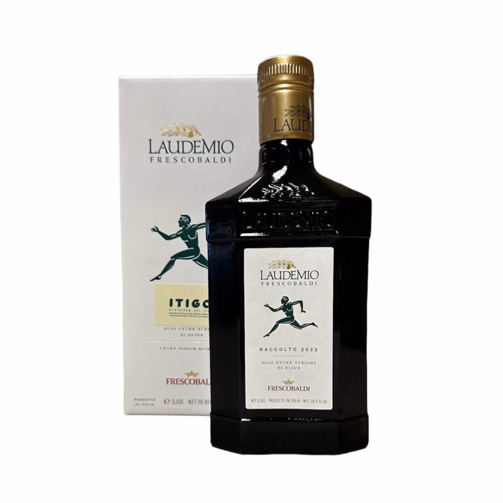 En flaska med Olivolja Laudemio Frescobaldi.