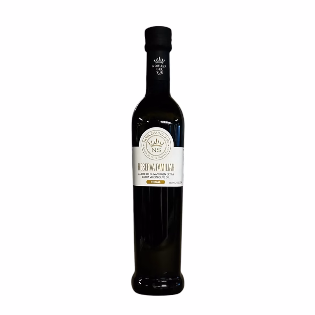 En flaska med olivoljan Nobleza Reserva Familiar.