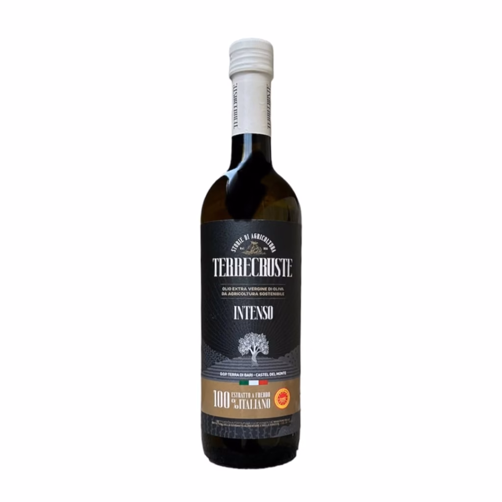 En flaska med olivoljan Terrecruste Intenso, 750ml.