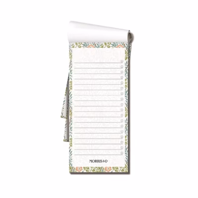 Insidan på William Morris memopad med magnet på baksidan.