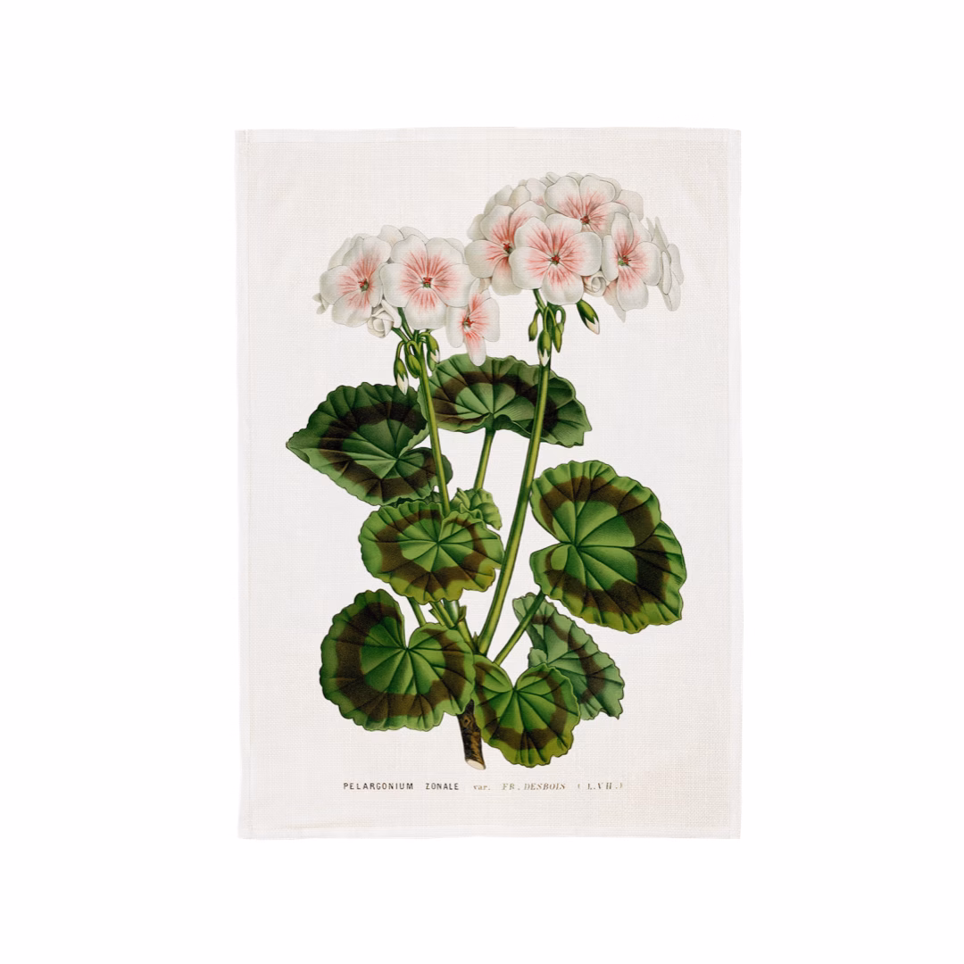 Kökshandduk från Sköna Ting med Pelargoner.
