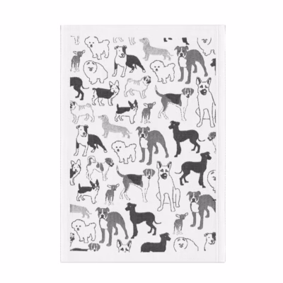 Husse är motivet på denna kökshandduk från Ekelunds väveri.