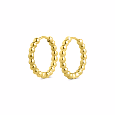 Hildur Bubble hoops, örhängen tillverkade i vattentåligt rostfritt stål som pläterats med 18K guld. 