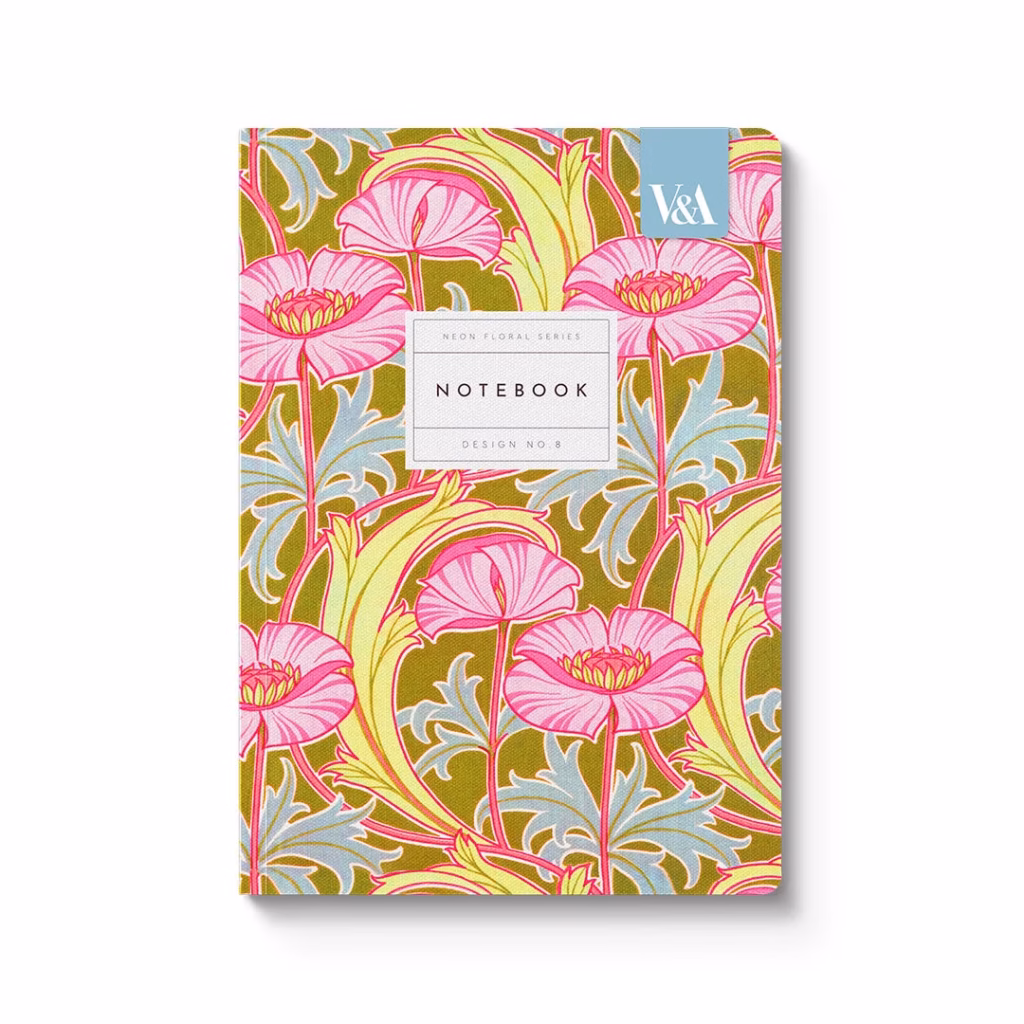Anteckningsbok A5 Neon Floral Pink Poppies.